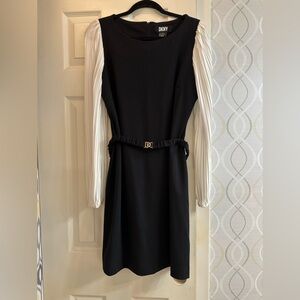 DKNY Black Dress with White Long Sleeves